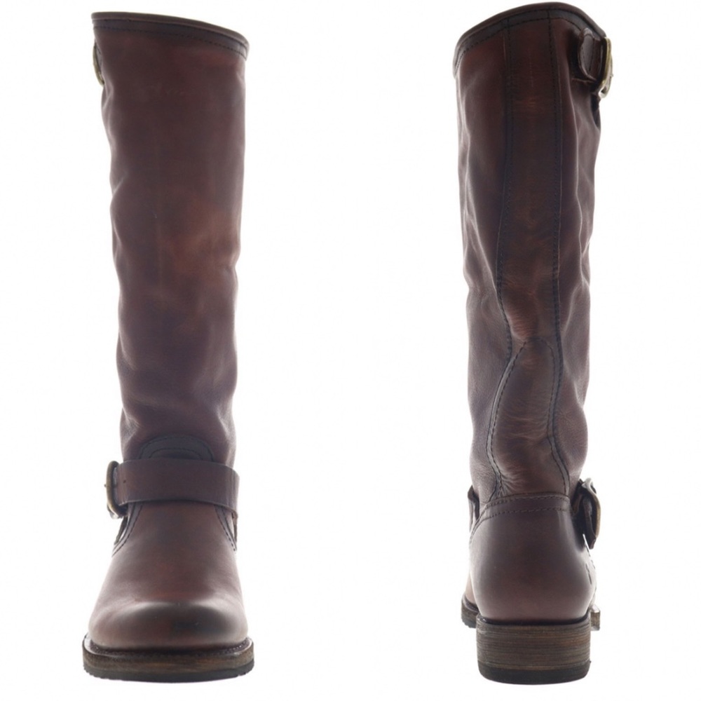 Frye slouchy brown distressed leather pullon boots - Picture 9 of 14